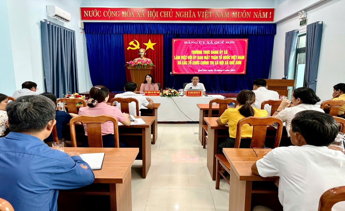 Đảng ủy xã Quế Sơn làm việc với Ủy ban MTTQ Việt Nam và các tổ chức chính trị - xã hội xã