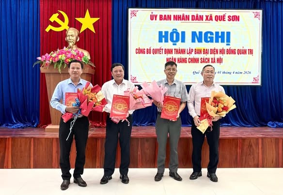 UBND xã Quế Sơn tổ chức Hội nghị công bố Quyết định thành lập Ban đại diện HĐQT NHCSXH xã và triển khai nhiệm vụ tín dụng chính sách