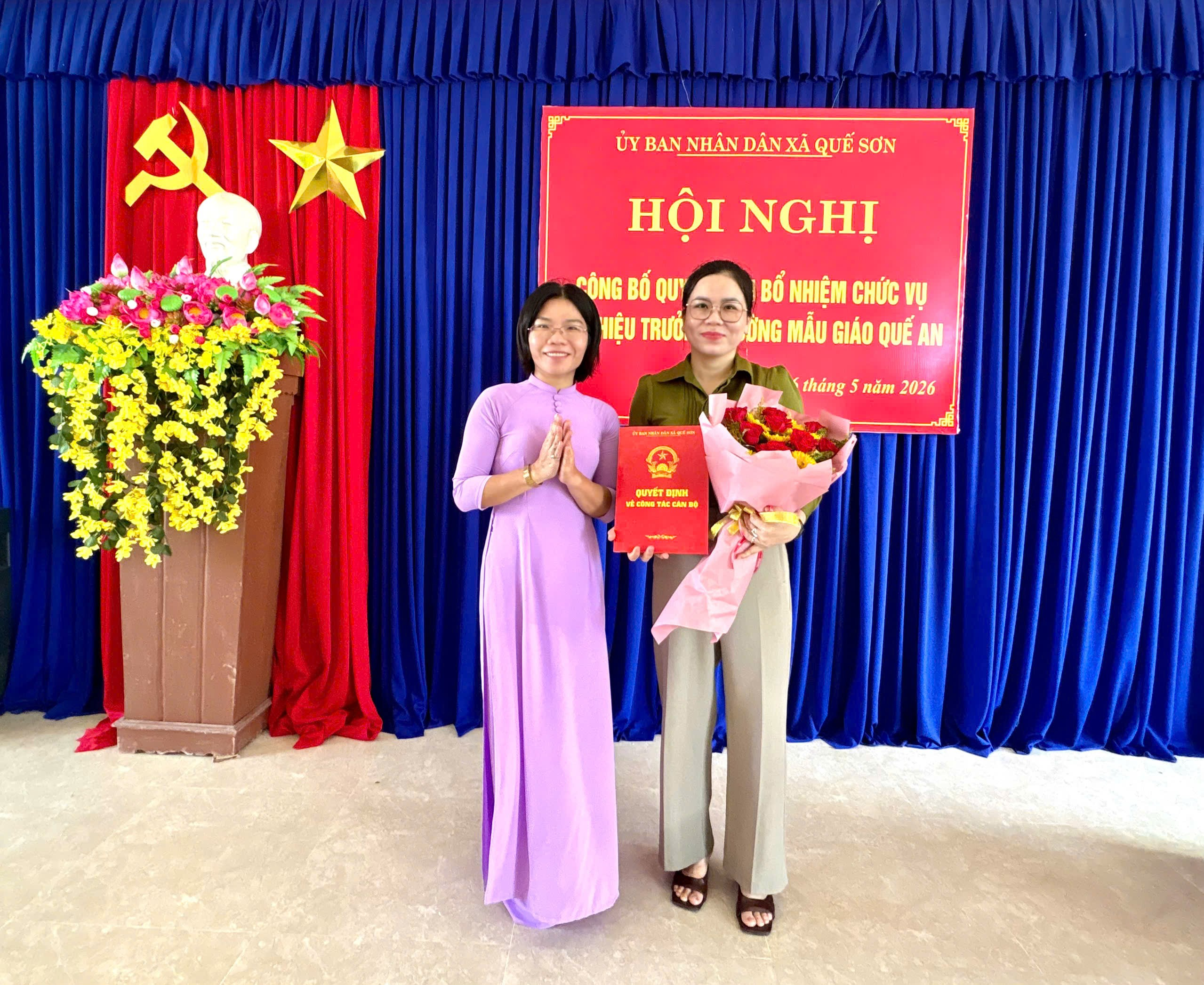 Công bố quyết định bổ nhiệm chức vụ Phó Hiệu trưởng trường Mẫu giáo Quế An
