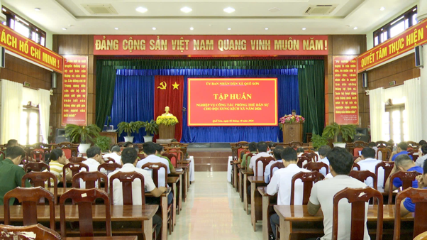 Quế Sơn tập huấn nghiệp vụ công tác phòng thủ dân sự năm 2026 cho đội xung kích phòng, chống thiên tai xã